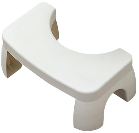 ifundom Tabouret de Toilette Plastique Blanc Tabouret de Pied Antidérapant Épais Marche Pied Ergonomique pour Salle de Bain Aide Position Accroupie et Facile à Nettoyer
