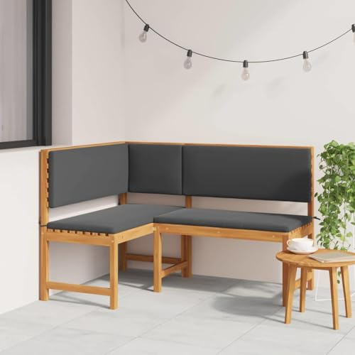 Holamys Garten Eckbank Braun 140x100x91cm, Massivholz Akazie, L-förmig für Außenbereich, Langlebige Terrassenbank, Robustes Design für Gartenmöbel Set