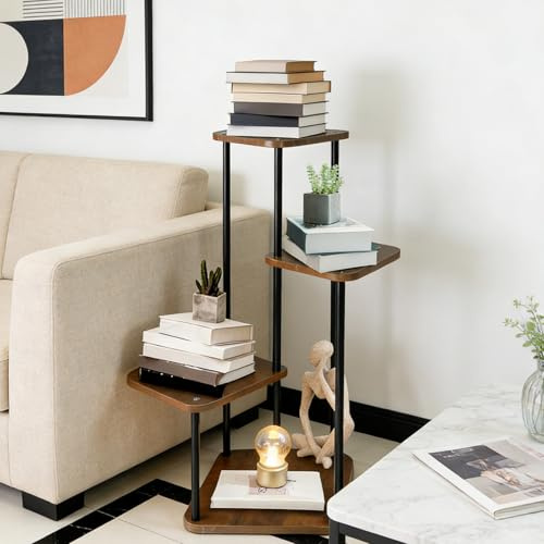 Porte Plante Multicouche Étagère, Étagère d'angle pour plantes, support de fleurs pour fenêtre, jardin, balcon, décoration d'intérieur, salon, chambre à coucher, 30 x 30 x 80 cm (4 couches - B)