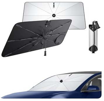ECOZEN Parasol para Parabrisas Delantero de Coche Tesla Model 3 2018-2026, Parasol Autoadhesivo Coche Delantero Plegable Protección UV y Solar Parasol de Verano Accesorios Tesla Model 3