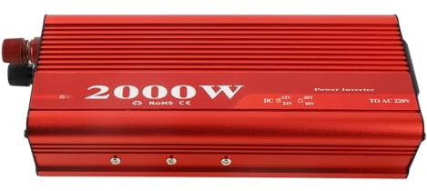 Wakects Convertitore di per Auto da 2000 W, Onda Sinusoidale Modificata da 12 V 24 V a CA 220, Uscita Ad Alta Efficienza per l'uso in Auto