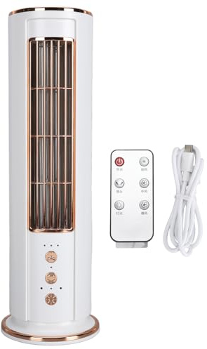 PODSJD Ventilador de Sobremesa Sin Aspas - 3 Velocidades, USB Recargable, Diseño Torre 32cm - Silencioso y Seguro para Oficina y Hogar en Verano