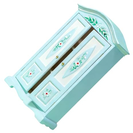 Uqezagpa 1:12 Maßstab Puppenhaus Kleiderschrank Handbemalter Miniaturschrank mit Innenfächern für winzige Puppenhauszubehör Puppenmöbel aus Holz