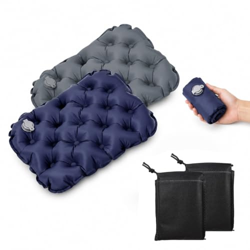 TIANCEWAN 2er Set Sitzkissen Aufblasbar，sitzkissen Outdoor faltbar,Wasserdicht Luftkissen,Ultraleicht Reisekissen für Strand Rucksacktouren Wandern Angeln Bootfahren