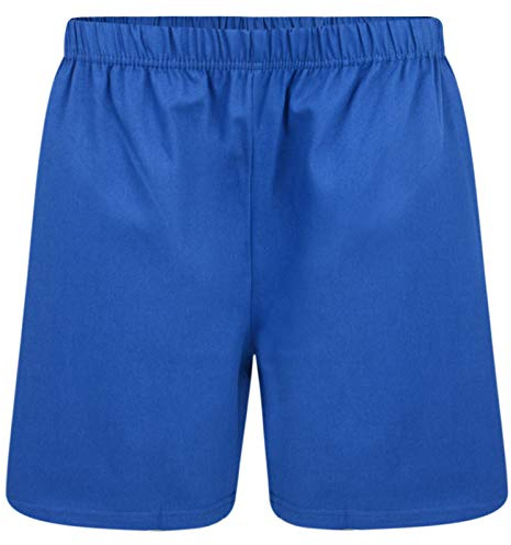 Paradise Boys 2 Pack PE Shorts 5-16 Years Cotton Rugby School Football Gym Royal Blue