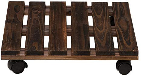 Mkuha Pflanzenroller Indoor mit Bremse, Blumenroller Eckig Innenbereich, Pflanzenroller Holz Massiv mit Softrollen für Parkett, 2, 40
