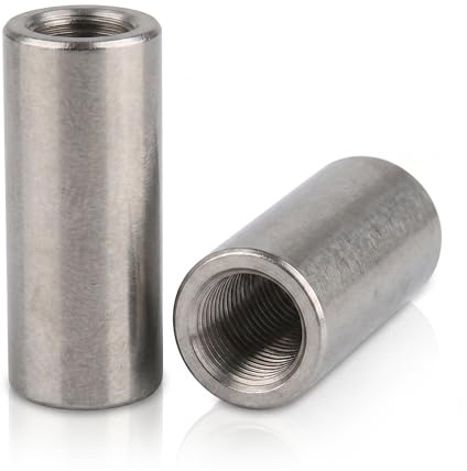 PROTECH 2er Gewindemuffen M8 x 20mm Edelstahl V2A | Rundmuffen Distanzmuffe | Verbindungsmutter Langmutter Rund für Gewindestangen, Innengewinde, Rostfrei