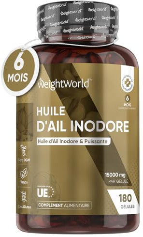 Odorless Garlic Capsules 15000mg Powerful - 180 Vegan Capsules (6 Month Supply) - High Potency, Unflavored, Cold Pressed Allium Sativum Oil 500:1 - Powdered & Black Garlic Alternative