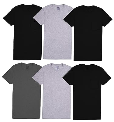 Fruit of the Loom mens Pocket T-shirt Multipack Underwear, 6 Pack - Assorted Colors, XX-Large US