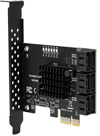 PCI Express SATA(Pcle), PCI Express zu SATA 3.0 Controllerkarte 6 Port SATA3.0 Karte Festplatten 6G Erweiterungskarte ASM1166 Master PCI E4X8X16X GEN3 SSD HDD Für 8/WIN10/Synology/Ubuntu