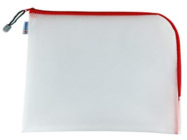 HERMA Dokumententasche A4 mit Reißverschluss, große wasserdichte Reißverschlusstasche, verschließbare Dokumentenmappe aus Kunstoff mit Zipper, halb-transparent, 36 x 28 cm, rot