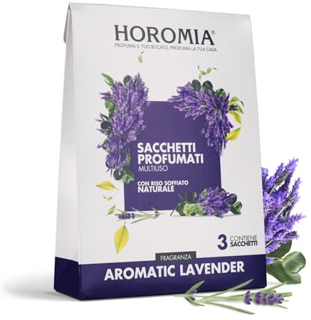 HOROMIA Duftsäckchen für Schrank und Schubladen – Intensiver und langanhaltender Duft für bis zu 12 Wochen – 3 Beutel Aromatic Lavendel