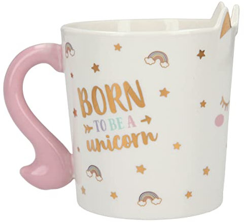 Depesche 11956 Ylvi-Trink-Becher Born to be a Unicorn, Tasse aus Porzellan mit ca. 300 ml Fassungsvermögen, ideal für Kakao, Kaffee, Tee und andere Getränke, Bunt, 1 Stück (1er Pack)
