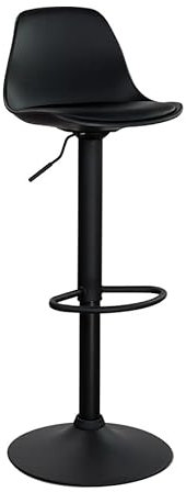 Vaukura Taburete Alto Regulable para Cocina/Bar Tulipa con Asiento Acolchado (Black)