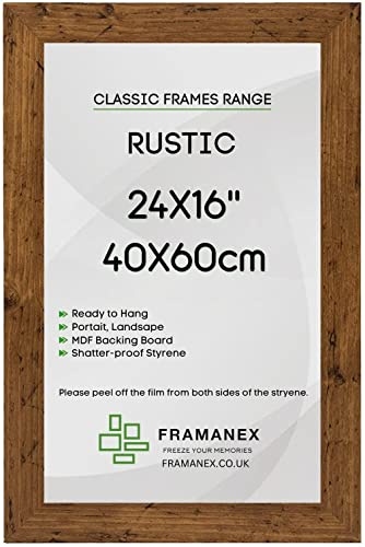 FRAMANEX Modern Rustic Colour 40X60 CM Picture Photo Poster Frames | 60X40 CM Rectangle Picture Frame | Wood Finish Photo Frame