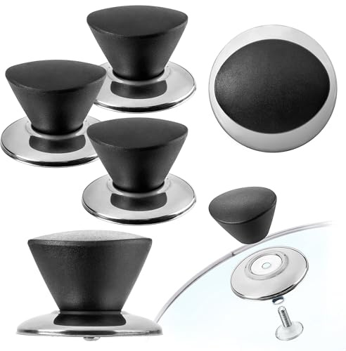 KADAX 3er Set Topfdeckelgriff, feuerfester Deckelknopf aus Kunststoff und Edelstahl, universaler Haltegriff für Topfdeckel, Topfdeckelknopf für Glasdeckel (Schwarz matt)