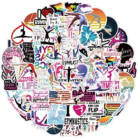 Affoto Gymnastik Aufkleber für Laptop (100 PCS),Geschenk für Kinder Jugendliche Erwachsene Jungen,Gymnastics Stickers Wasserdicht Vinyl Aufkleber für Scrapbook,Skateboard,Auto,Gepäck