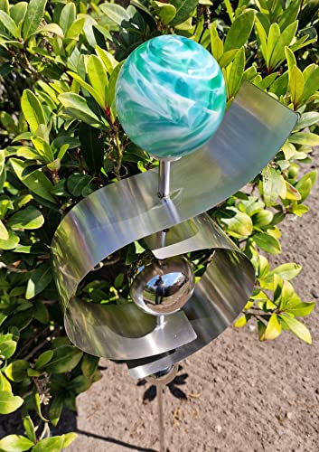 Jürgen Bocker Garten-Ambiente Gartenstecker Glaszauber Jupiter Jade 100 cm aus Edelstahl matt gebürstet mit Einer Glaskugel in Jade