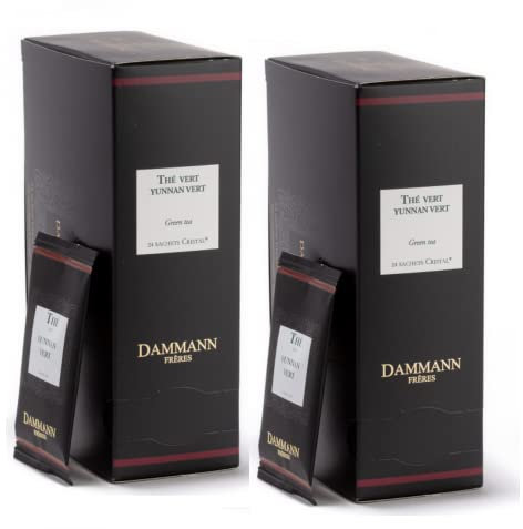 Dammann Frères® | Thé vert pur du Yunnan | Thé chinois du Yunnan - 2 x 24 sachets de thé (96 Gr) | Paquets de sachets de thé | Sachets de thé du Yunnan