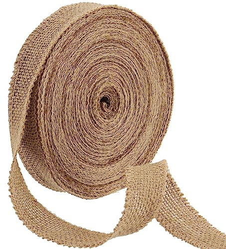 CHEUKYIU 25m/Rollen Juteband, Breits 2,5cm Natürliches Sackleinenband Juteband Sackleinen Geschenk Dekoband Deko Juteband für DIY Handwerk Weihnachten Deko Hochzeit Party Geschenkverpackung