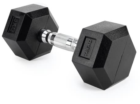 TREXO Hexagon Hanteln 5 kg Hex Kurzhanteln mit Durable Gummierte Gusseisen für Krafttraining mit Ergonomischen Verchromte Griff Gewichte Training Zuhause Hantel für Männer un Frauen