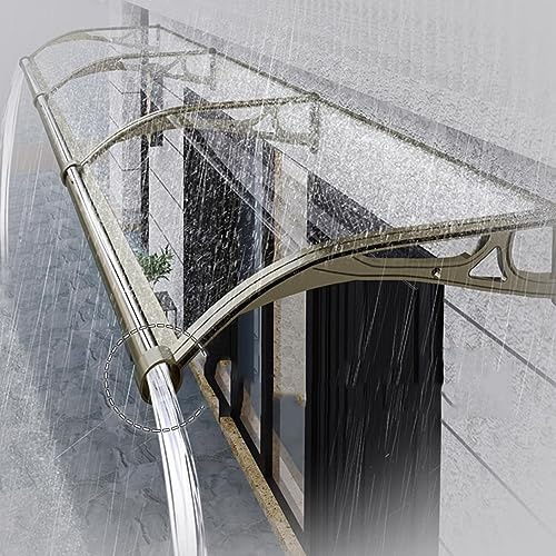 Kufu01 Auvent de Porte d'Entrée Auvent Fenêtre Contre la Pluie Et UV,Toit Marquise en Polycarbonate Porte Résistante Toit Abri Protection,Support en Aluminium,Charge Maximale 150 Kg (60x60cm/24 x24)