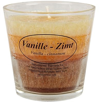3-farbige Stearin Duftkerzen im Glas, Duft:Vanille-Zimt