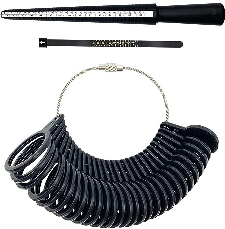 Faderr Ring Sizer UK A-Z Ring Measurement Tool Soft Ruler Ring Sizer Set for Measuring Rings Diameters, Finger Gauge Jewelry Sizing Tools Women Men(Black)