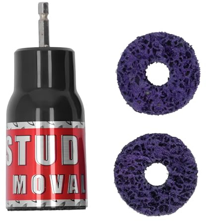 Wheel Hub Stud Cleaner Tool, 1/2 Impact Wrench Compatible Rust Removal Kit, Steel Wire Brush & Grinding Wheel for Brake Hub Resurfacing