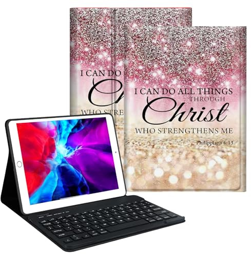 FUYOCWE Keyboard Case for Amazon Fire HD 10 Tablet Case (13th/11th Generation,2023/2021,10.1),Slim Adjustable Stand Cover with Detachable Wireless Keyboard-I can do All Things Through Christ