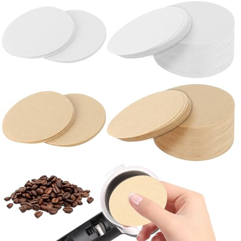 Aubess Coffee Filters Papers for Aeropress, 600PCS Round Coffee Filters Papers, 51mm Micro Paper Filters Replacement, Disposable Coffee Filter for Espresso Coffee Makers(White+Brown)
