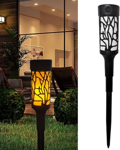 Solar Lights Outdoor,Solar Powered Garden Lights,Solar Torch Lights Outdoor Flickering Flame,Garden Lights Solar Powered Waterproof,Solar Landscape Lights for Pathway Patio Lawn Garden Decor(black)