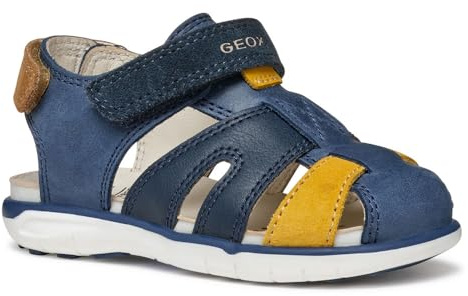 Geox B SANDAL DELHI BOY A, Sandale Bébé - Jeunes, Dk Navy/Dk Yellow,
