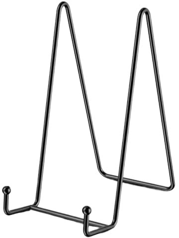 Metall-Bilderständer – Tellerständer | Rahmenhalter | Metall-Bilderstaffelei, schwarzer Eisenstaffeleien-Präsentationsständer, Heimdekoration, Tischdekoration für Tisch-Arbeitsplattenschrank