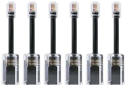 Sessleger Telefonkabel, RJ9, 4P4C, 360 Grad drehbar, Anti-, Schwarz, 6 Stück