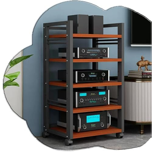 Generico Mobiletto portaoggetti per Supporti multimediali a 5 Ripiani, Ripiani Regolabili, Supporto Audio, Supporto per Supporti AV, Supporto per componenti multimediali Moderno, mobiletto portaogget