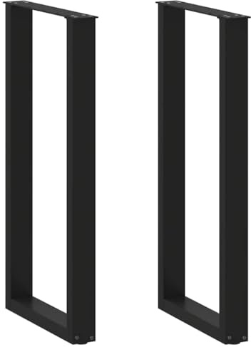vidaXL Patas para Mesa de Bar en Forma de U (2 Unidades), Color Negro, 40 x 100-101 cm, Acero