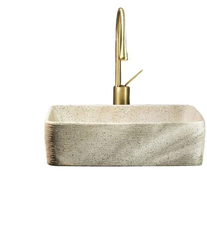 Lavabo Salle de Bain Lavabo de salle de bain de balcon de style rétro, lavabo de salle de bain rond simple, lavabo d'extérieur (avec accessoires) Vasque à poser