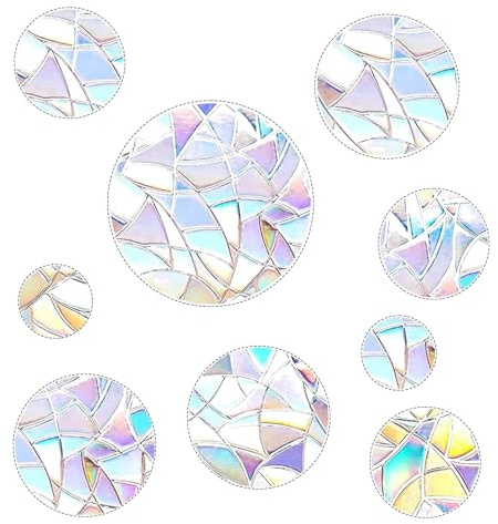 52 stycken prism-fönsterdekaler antikollisionsklistermärken fågelskydd regnbåge fönsterfilm cirkelformad solfångare klistermärke dekoration för stopp fåglar dörrfönster matsal sovrum