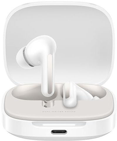 XIAOMI Redmi Buds 6 – Casque sans Fil Bluetooth, Intra-auriculaire, Double Haut-parleurs, Son Immerseur, Réduction Active du Bruit de 49dB, Jusqu'à 10h+42h Autonomie Batterie, IP54，Blanc