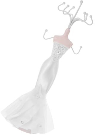 Lurrose Schmuckständer Mannequin Weißes Abendkleid Schmuckhalter Für Ohrringe Ringe Armbänder Halsketten Damen Mädchen Schmuckaufbewahrung Langlebig Vielseitig Einsetzbar