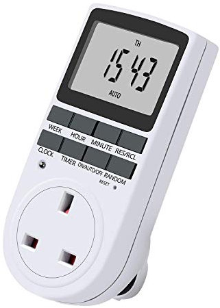 Sxmrmnx Uk Plug Digital Timer Plug Socket, Electrical Programmable Plug In Timer Switch For Light, B And More, With Large Lcd Display And Anti-Theft Random Mode, 13A/2900W Max