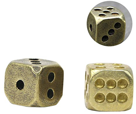 TOYANDONA 2 Stück Würfelset aus Reinem Kupfer für Spiel und Unterhaltung | Massives Messing, Quadratische Form, Khakifarbene Ausführung, Passendes für Würfelspiele und Brettspielrunden