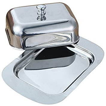 MYVVKIA Recipiente para Guardar Mantequilla, Recipiente de Acero Inoxidable para Mantequilla, Recipiente para Guardar quesos, Bandeja con Tapa, Caja para quesos, Recipiente para Verduras,