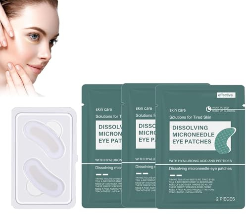 5 paia di patch per occhi a microaghi dissolventi, maschera per occhi con microaghi e cuscinetti all'acido ialuronico contro le occhiaie, cuscinetti per occhi al collagene (3 paia)