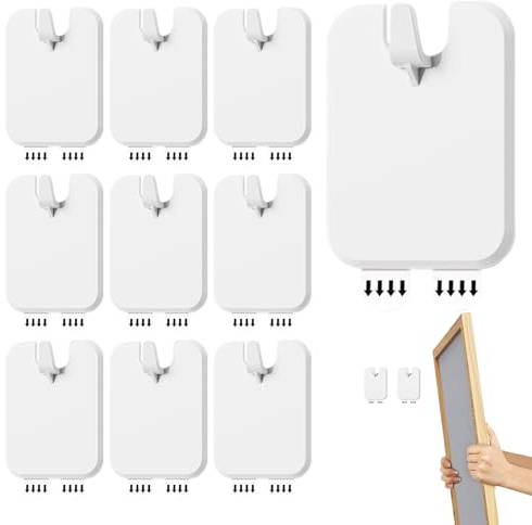 Clips para colgar cuadros - Fijaciones resistentes, soportes sin clavos | Juego de herramientas reutilizables, almohadillas adhesivas para hoteles, galerías, aulas, impresiones en lienzo, relojes, pla