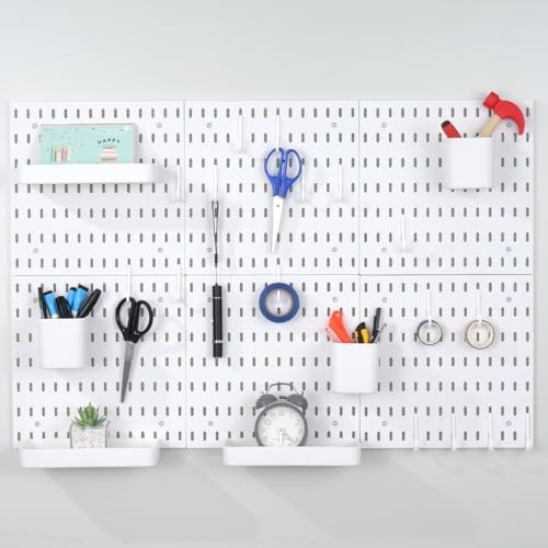 Sibosen, kit combinato per pannello forato con 6 pannelli da 28x28 cm per pareti e 44 accessori, organizer da parete per l'organizzazione e la decorazione della stanza, opzioni di combinazione libera