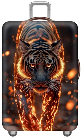 KofferhüLle Elastisch,KofferschutzhüLle FüR Koffer,Koffer HüLle Schutz,Waschbare & Wiederverwendbare,Koffer-Abdeckungen,StrapazierfäHiges Reise Cover,Flame,Galaxy,Luggage Cover (Tiger,XL(29-32inch))