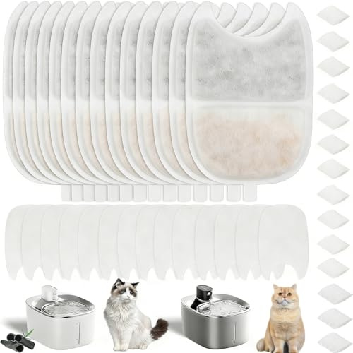Rkixlix 42 Filtros Recambio Fuente Gatos compatible Feelneedy YPD-C004 4L | 14 juegos completos, 5 etapas, carbón resina antiatascos, envasado individual para hogar con gatos