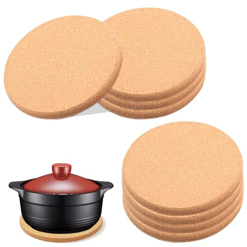 8 Stück Topfuntersetzer Kork, 19cm Korkuntersetzer Runde, 1cm Stärke Topfuntersetzer Hitzebeständig Naturkork Kork, für Töpfe, Pflanzen, Gläser, Vasen und Schüsseln